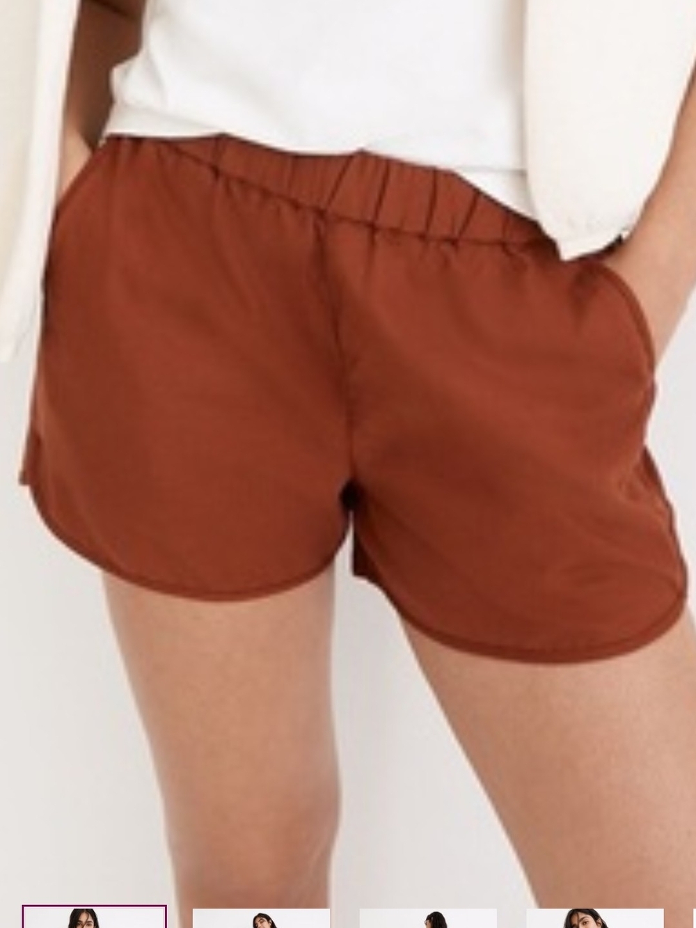 Quince Quince Rust Brown 100% Linen Shorts With Pockets